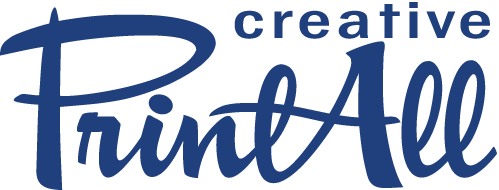 Photo is the logo for Creative Print All. The Logo is in blue font and says "Creative Print All."