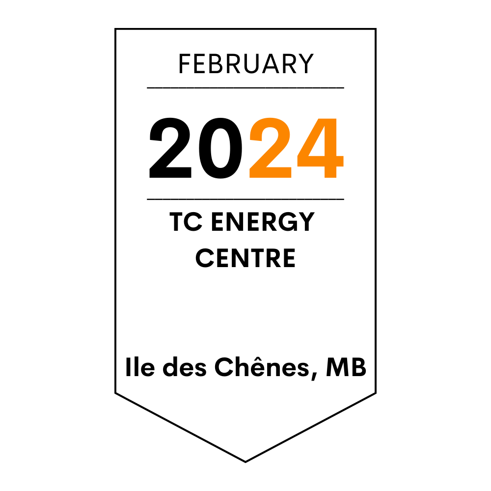 Image provides details about the Edge Business Expo. It says "February 2024. TC Energy Centre, Ile des Chenes, MB."