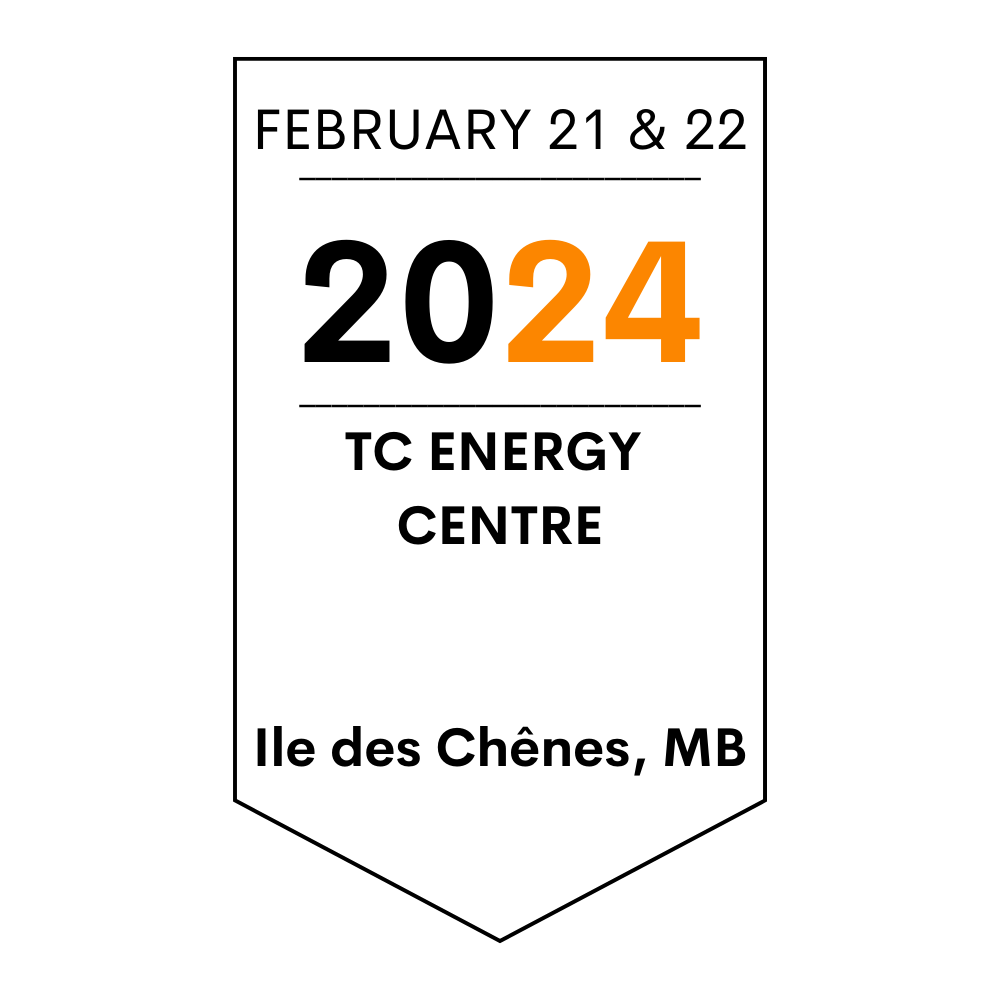 Graphic providing info about the Ritchot Edge Business Expo. It says "February 21 & 22, 2024. TC Energy Centre. Ile des Chenes, MB"